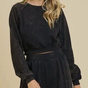 Washed Sweatshirt and Banded Pant Set